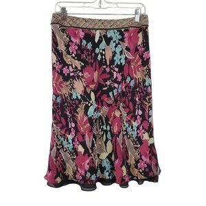 TapeMeasure Skirt Womens 6 Floral Black‎ Pink Y2K 90s Vintage Cottagecore